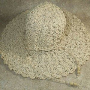Beige / Tan Crocheted Floppy Sun Hat